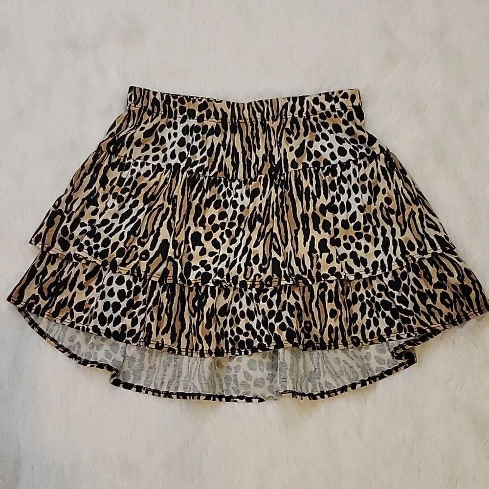 Gymboree Tiered Leopard Ruffle Skirt Girls Size 8